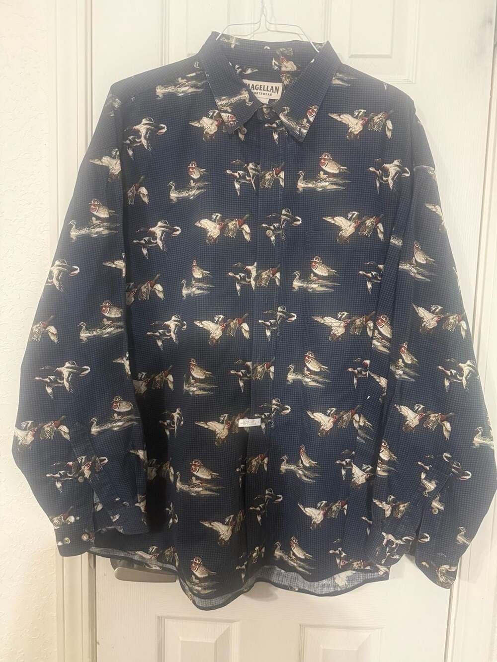 Magellan Sportswear Men's Long Sleeve Button Down Shirt with Duck Print Pattern